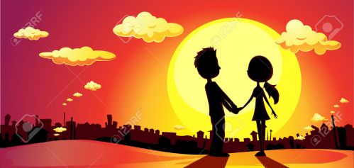 36149414-lovers-silhouette-in-sunset-vector-illustration-stock-vector